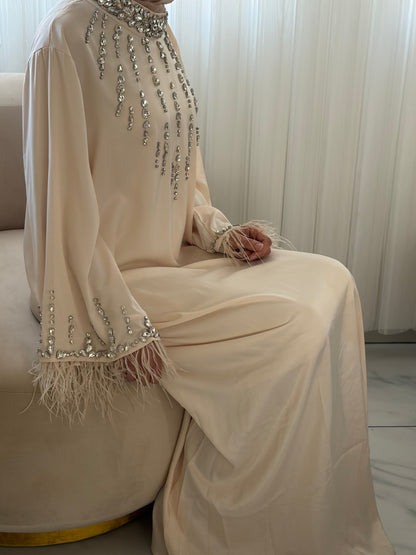 Robe strass et plumes