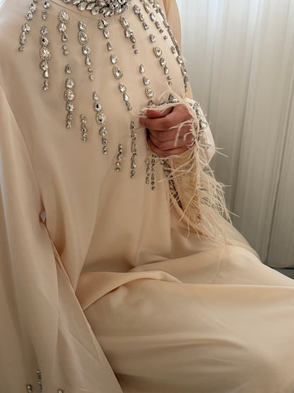 Robe strass et plumes