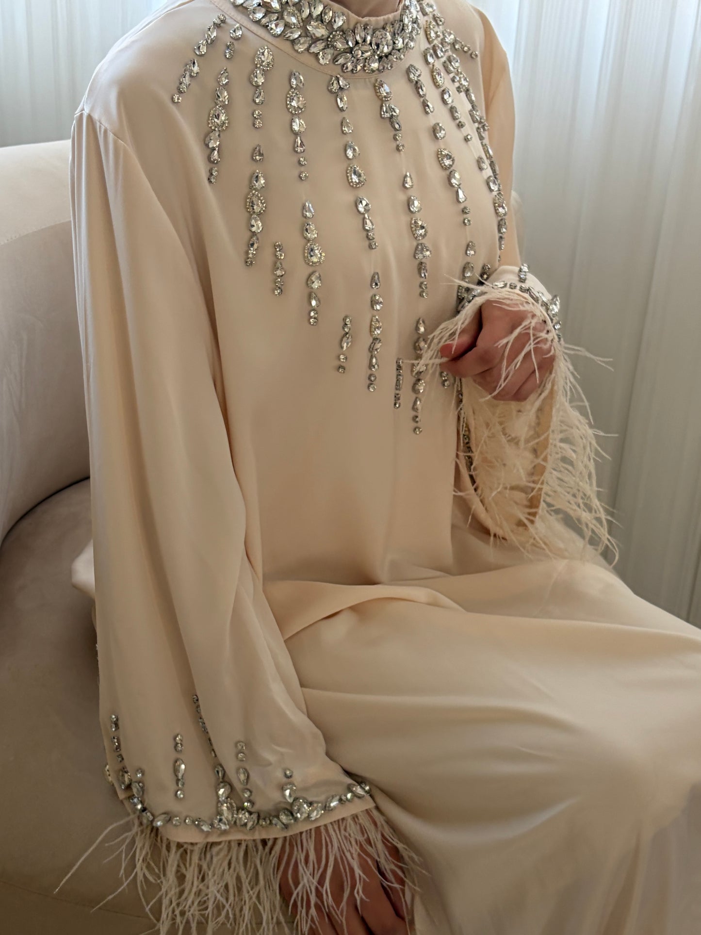 Robe strass et plumes