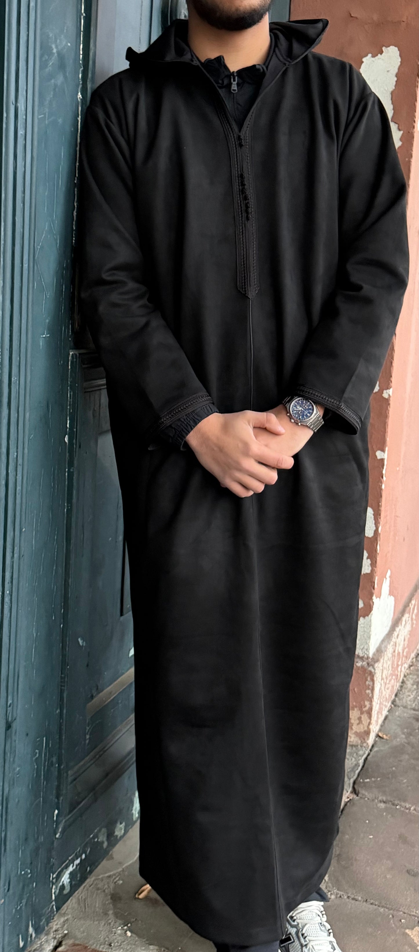 Qamis Suédine noir