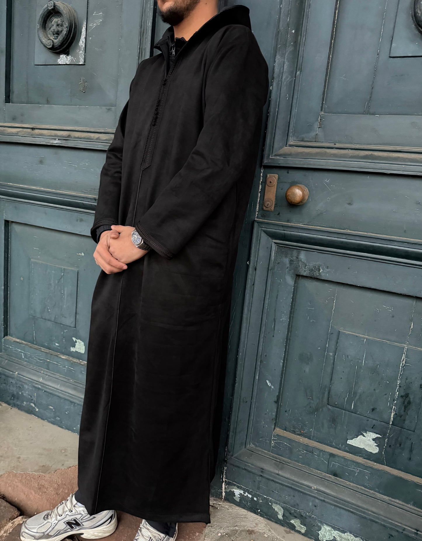 Qamis Suédine noir