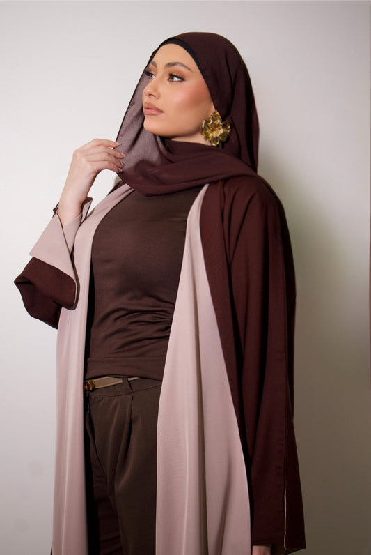 Abaya réversible marron / nude